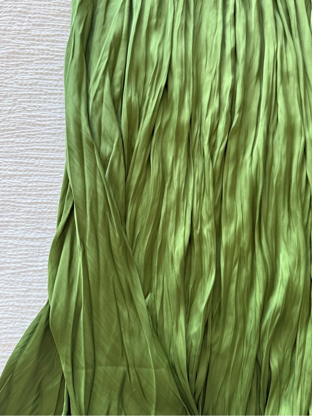 Olive Green Crinkled Midi/Maxi Skirt